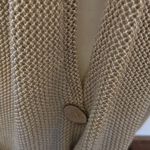 Signature Weekend tan long open long sleeve cardigan with one button Size L - Picture 4 of 11